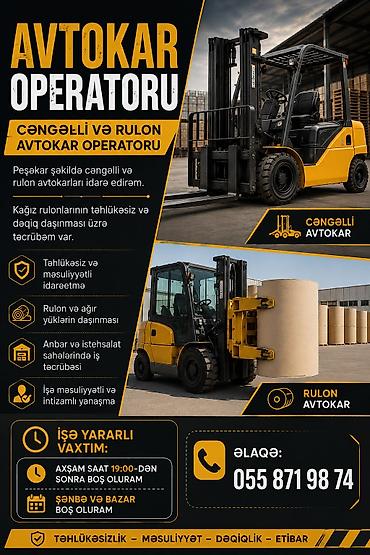 Avtokar operatoru xidməti – çəngəlli və rulon avtokarların peşəkar at lalafo.az Avtokar operatoru xidməti – çəngəlli və rulon avtokarların peşəkar