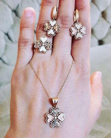 Zərgərlik əşyaları: Dəstə daxildir: Sırğa, Üzük, Boyunbağı, Sarı qızıl, 585 Əyar, 556 g — 4