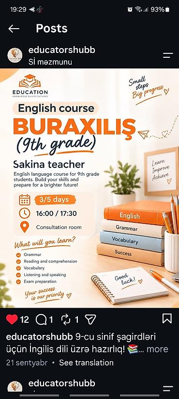 1c program yukle: Xarici dil kursu, İngilis dili, Uşaqlar üçün, Abituriyentlər üçün — 1