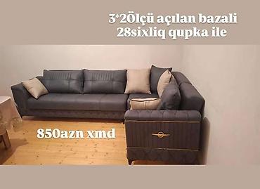 salon ucun divanlar: - Künc divan dəsti - Ölçü: 3×2 m - Açılan mexanizmli, bazalı (alt — 1
