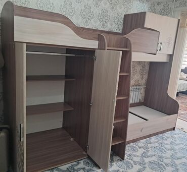 аксессуары для штор: Двухъярусная детская кровать, ЛДСП, цвет - Бежевый