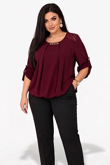 kozn: Elegantna ženska bluza – plus size - Model: lepršava bluza A-kroja sa — 5