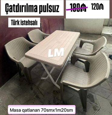 Restoran mebeli: Balkon üçün, Yeni, Qatlanan, Dördbucaq masa, 6 stul
