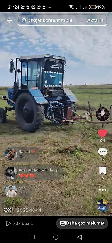 Traktorlar: Məhsul: Kənd təsərrüfatı traktoru və qoşulan avadanlıq Təsvir: - — 1