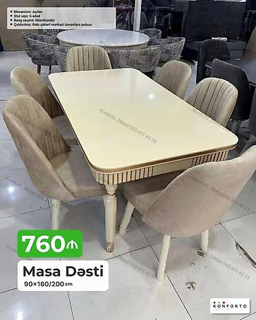 stul plastik: Masa dəsti – 90×160/200 sm - Masa mexanizmi: açılan (uzadıla bilən) - — 1