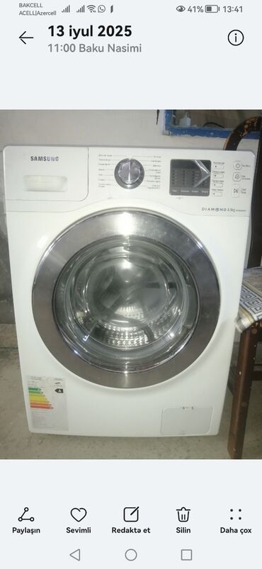 Paltaryuyan maşın Samsung, 8 kq, Avtomat, Qurutmasız, Kredit yoxdur