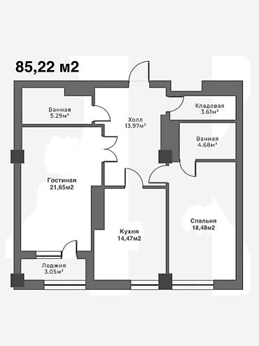 ansari bishkek: 2 комнаты, 85000 м², Элитка, 12 этаж, ПСО (под самоотделку) — 4