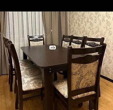 Qonaq otağı üçün, İşlənmiş, Açılan, Dördbucaq masa, 8 stul