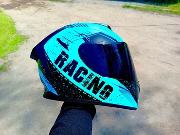 горный мотоцыкл: Шлем racing для мотоцикла с тёмным визором + встроенные тёмные очки