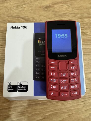 Nokia: Nokia 106, Б/у, < 2 ГБ, цвет - Красный, 2 SIM