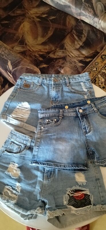 джинсы для девочки: Повседневные шорты, Джинс, Короткая модель