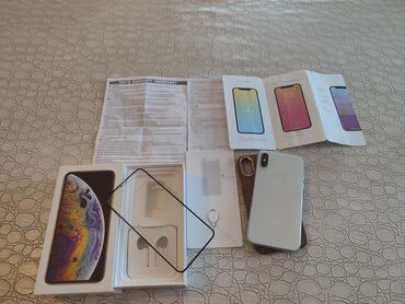 телефон айфон xs: IPhone Xs, 64 ГБ, Белый, Защитное стекло, Чехол, Коробка, 77 %