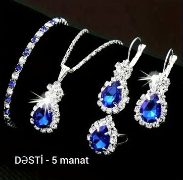 Bijuteriya dəstləri: ZƏRGƏRLİK DƏSTİ – parlaq damla formalı daşlarla — 3