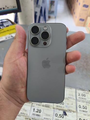iphone satilir: IPhone 15 Pro, 128 GB, Natural Titanium, Simsiz şarj, Face ID — 3