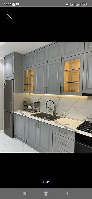 Кухонные гарнитуры: Кухонный гарнитур, цвет - Серый, МДФ — 70