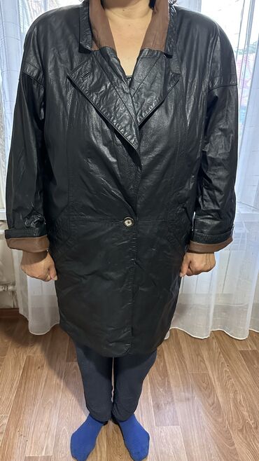 Кожаные куртки: Кожаная куртка, Натуральная кожа, Удлиненная модель, 6XL (EU 52), 7XL (EU 54)