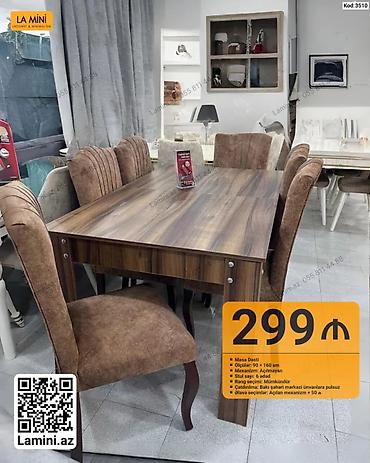 Mebel: Məhsul: Masa dəsti - Ölçülər: 90 × 160 sm - Mexanizm: Açılmayan - — 1