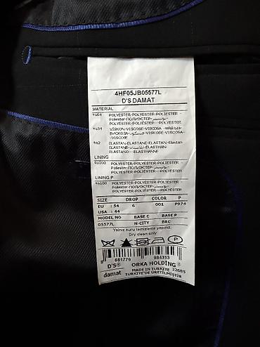 tek pencek: Kişi kostyum dəsti – D’S Classic 54 EU ölçü DAMAT kostyum - 450 azn-ə — 8