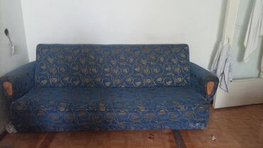корпусная мебель диван: Гарнитур для зала, цвет - Синий, Б/у