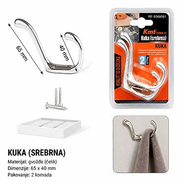 KMT Kuka srebrna 9368091 Srebrna dvostruka kuka za kačenje odeće