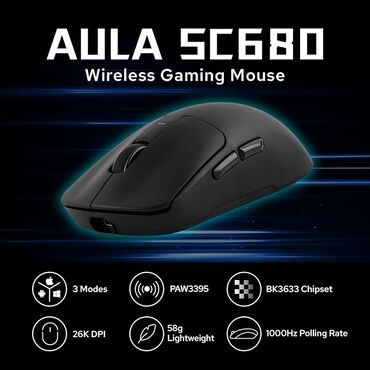 web камера: ✅ Мышка Aula SC680 (черная, беспроводная, сенсор PAW3395) - 2500 с