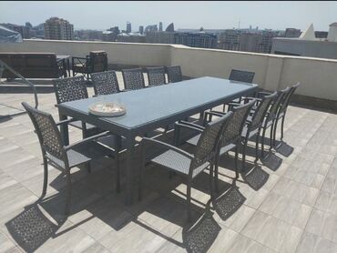 Bağ, çöl masa və oturacaq dəstləri: Kvadrat masa, Açılmayan, Stullar ilə, Həsir toxunuşlu — 10