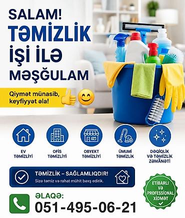 Təmizlik xidmətləri: Təmizlik | Ofislər, Mənzillər, Evlər | Gündəlik təmizlik — 1
