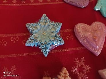 Новогодние фигуры: Набор декоративных фигур из гипса/полимерной массы, ручная роспись. - — 5