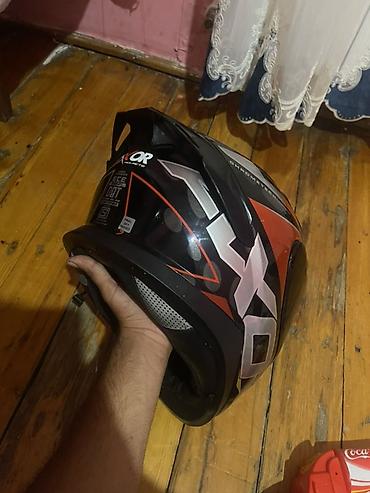 moto mator: Tam üzlü motosiklet dəbilqəsi – Xor/XOR brendi. Rəng: qara-qırmızı — 3