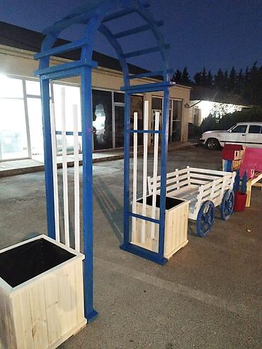Digər bağ, çöl mebeli: Taxta dekorativ bağ aksesuarları dəsti - Material: keyfiyyətli ağac — 1
