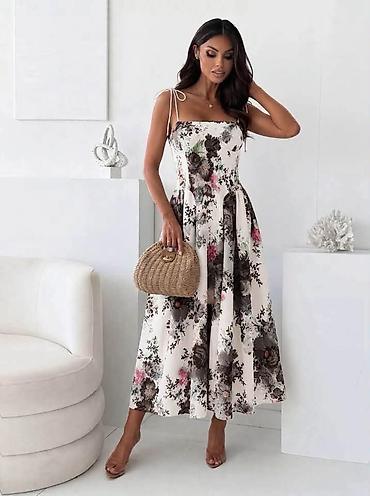 vinil sandale: Ženska letnja haljina na bretele – floralni print Univerzalne veličine — 3