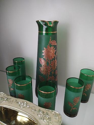vitraj: “Crystal Art” yaşıl şüşə/kristal süfrə dəsti - Tərkib: 1 ədəd sürahi — 1