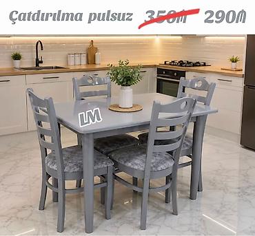 Masa dəsti Qiymət : 290 ₼ Masa : 70 x 1.20 + 4 stull 🎨Rəng seçimi