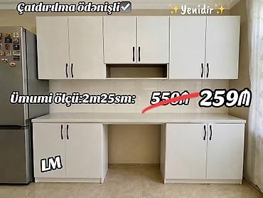 ruçka: Mətbəx mebeli dəsti – LM modeli - Ümumi ölçü: 2 m 25 sm - Rəng: ağ - — 1