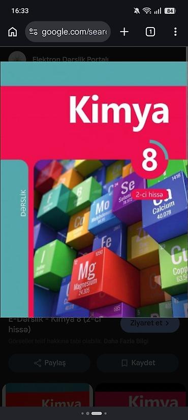çadır ev: Məhsul: “Kimya 8” dərsliyi (2-ci hissə) Təsvir: işlənməyib təzədir 5 — 1