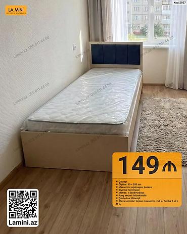 Ev üçün mebel: Tək nəfərlik çarpayı – Kod: 2957 - Ölçü: 90 × 200 sm - Mexanizm — 1