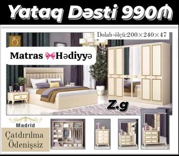 2ci əl taxt: *Yataq Dəsti 💫 990Azn* ✔️Materialı Rusiya Laminatı 18/lik ✔️Rəng