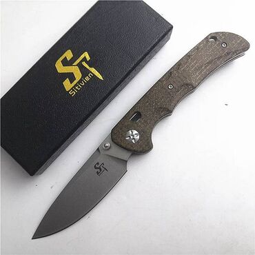 нож штык: Складной нож ST, рукоять микарта, сталь D2 Общая Длина: 210 мм Длина