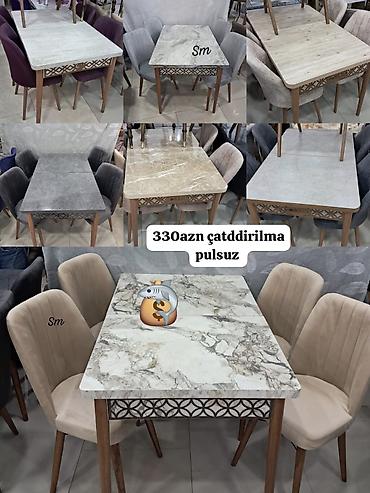 kilim mebel stol stul: Mətbəx/Qonaq otağı üçün masa və 4 ədəd stul dəsti - Fərqli rəng və — 1