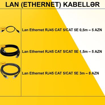 notebook satış: Lan (Ethernet RJ45) Kabellər ⭐Lan Ethernet RJ45 CAT 5/CAT 5E 0,5m – 5