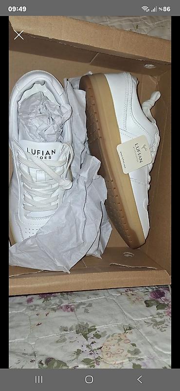 Lufian unisex idman üslublu ayaqqabı - Rəng: ağ üst hissə, karamel