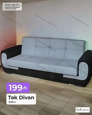 Divanlar: Tək divan – 210 sm - Mexanizm: açılan, bazalı (yataq funksiyalı, altı — 1