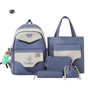 Rukzaklar: Dördlü və beşli çantalar dəsti. Dəstə bir ədəd rəngli və rəngli — 22