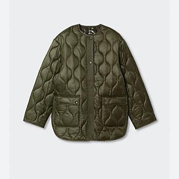 Üst geyimi: Qadınlar üçün quilted kürkcə/palto – zeytun-yaşıl rəngdə - Model — 5