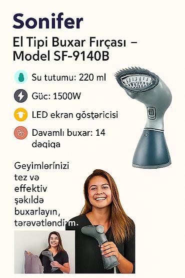 Утюги: Məhsul №7442 Məhsulun adı: Əl buxarlayıcısı Sonifer SF-9140B Brend — 1
