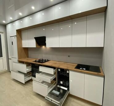 Sifarişlə mətbəx mebeli: Sifarişlə mətbəx dəsti, Özü çəkən petlələr, Sadə laminat, Kredit var, Rayonlara çatdırılma, Pulsuz çatdırılma — 2