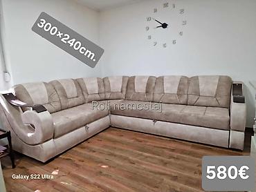 Ugaone garniture: Ugaona garnitura 300×220 cm - Prostrana L‑forma sa dubokim sedištima — 35