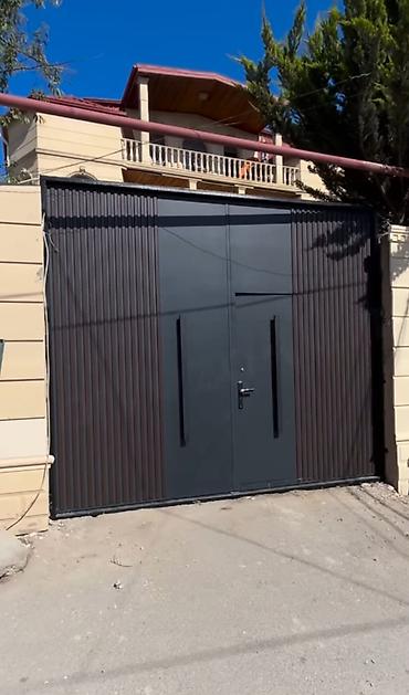 plasiq qapi: Yeni Dəmir Həyət darvazası, Yana açılan, Mexaniki, Qapı ilə, rəng - Qara, Kredit yoxdur, Pulsuz quraşdırma, Pulsuz çatdırılma — 6