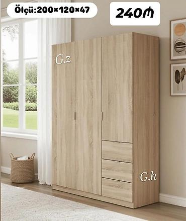 Ev üçün mebel: Üç qapılı geyim dolabı - Ölçü: 200 × 120 × 47 sm (şəkildə göstərilib) — 1