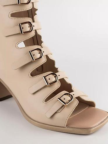 Босоножки, сандалии, шлепанцы: Женские Босоножки-Гладиаторы MAXI на каблуке, бежевые, натуральная — 16